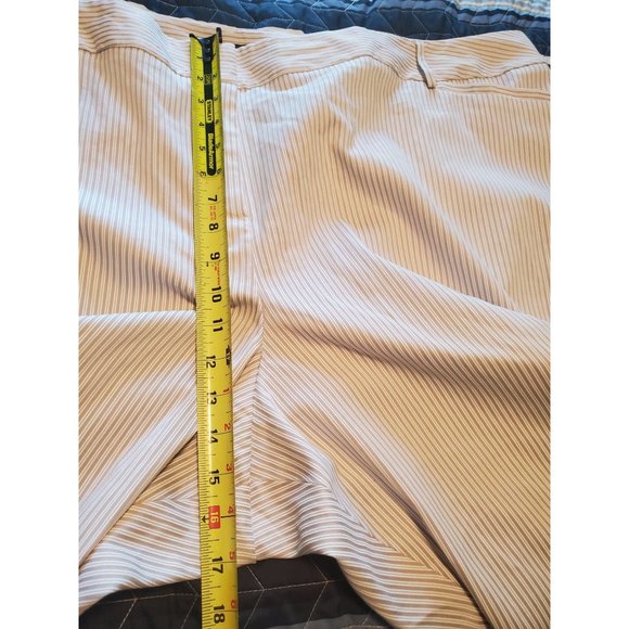 NWT LANE BRYANT Women's Plus Lightweight Trousers Tan/White Stripe Career Sz 28 - Picture 8 of 11